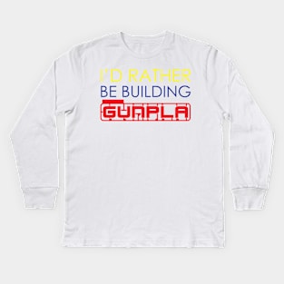 I'd Rather Be Building Gunpla Kids Long Sleeve T-Shirt